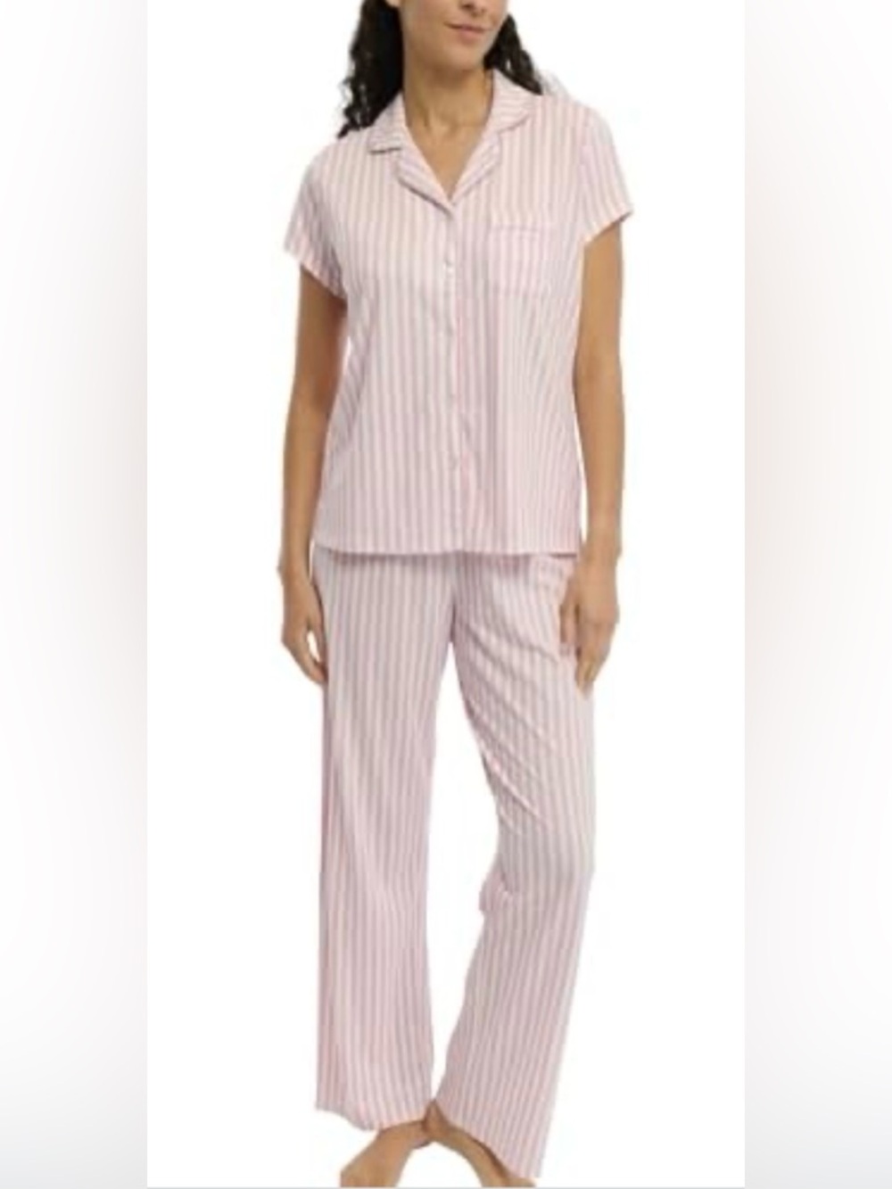 *** SOLD ***
Laura Ashley Pink and White Stripe Short-Sleeve Pajama Set